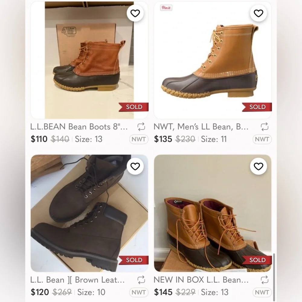 L.L. Bean Mens 10 6” Bean Duck Boots Hunting Fishing Camping‎ Outdoors Tan Brown